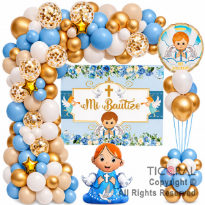 SET DE GLOBOS ARCO XL MI BAUTISMO CELESTE XY 70 UNIDADES